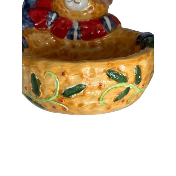 Decorative Bear-Themed Ceramic Bowl With Scarf & Mittens Nut & Candy Dish - Picture 8 of 11
